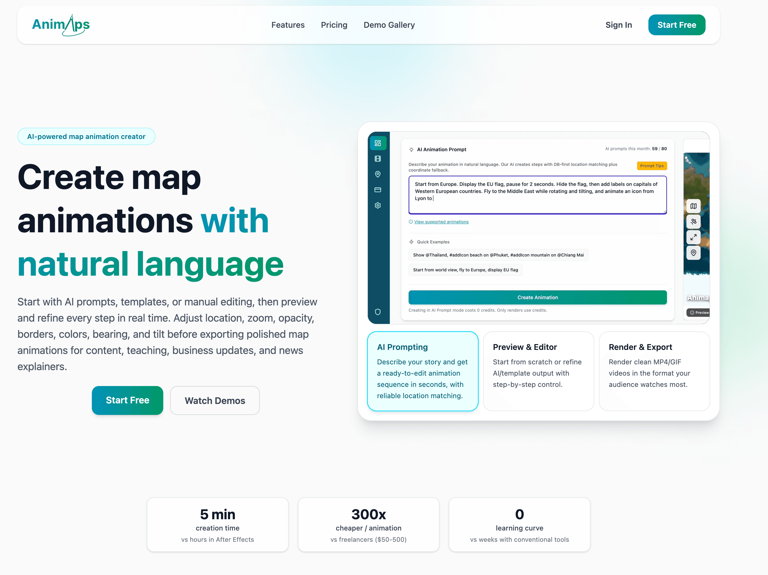 Animaps — AI-powered map animation creator